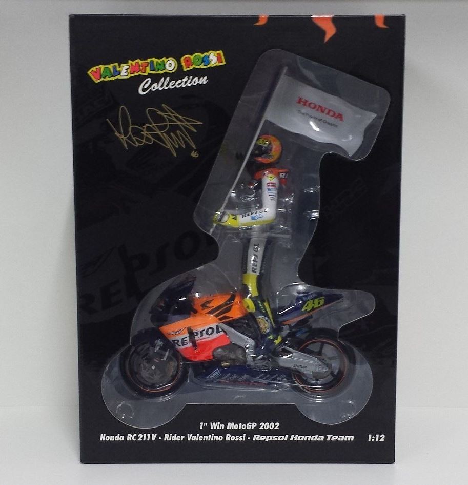 312 020046 MINICHAMPS 1:12 Valentino Rossi Figurine Moto GP 2002 Honda 
