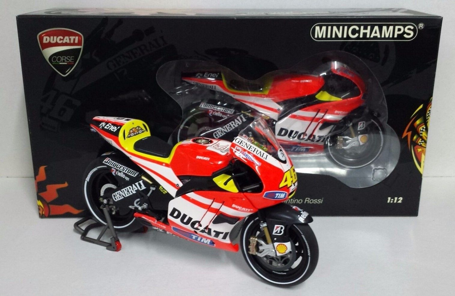 MINICHAMPS VALENTINO ROSSI 1/12 DUCATI UNVEILING TEST SEPANG 2011 SOFT TIRES CONVERSION