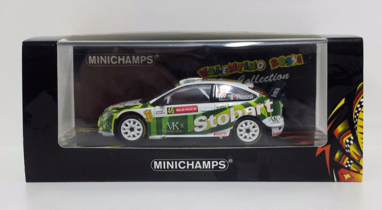 MINICHAMPS VALENTINO ROSSI 1/43 FORD FOCUS WRC STOBART WALES RALLY 2008 1008 PZ