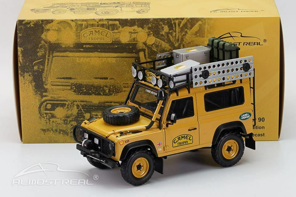 ALMOST REAL 1/18 MODELLINO AUTO DIE CAST LAND ROVER DEFENDER 90 TDI CAMEL TROPHY