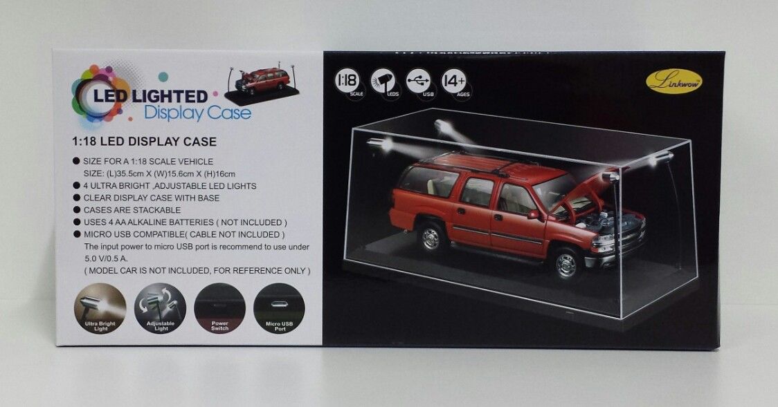 SHOWCASE IN PLEXIGLASS 1/18 WITH 4 LED  FOR CAR IN SCALE 1/18 NEW